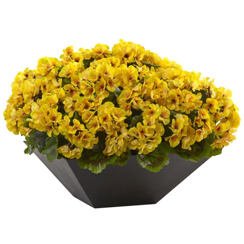 15-Inch Geranium with Black Planter UV Resistant (Indoor/Outdoor)