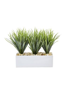 Nearly Natural Vanilla Grass in Rectangular Planter, Green