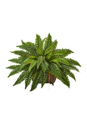 Nearly Natural Boston Fern in Metallic Planter, Green