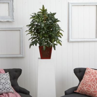 Bracken Artificial Fern in Wooden Planter