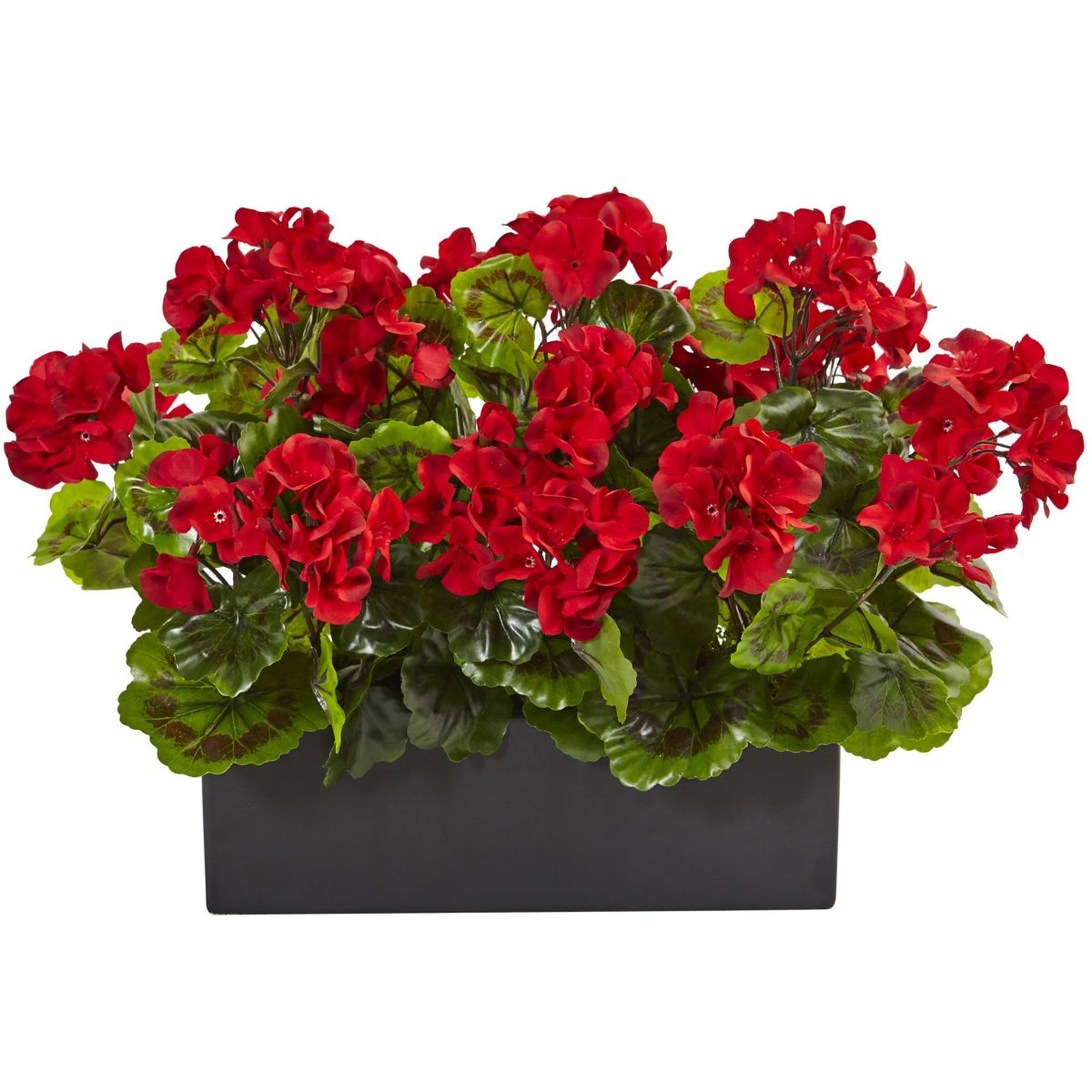 Geranium Silk Plant in Rectangular Planter, UV Resistant (Indoor/Outdoor)