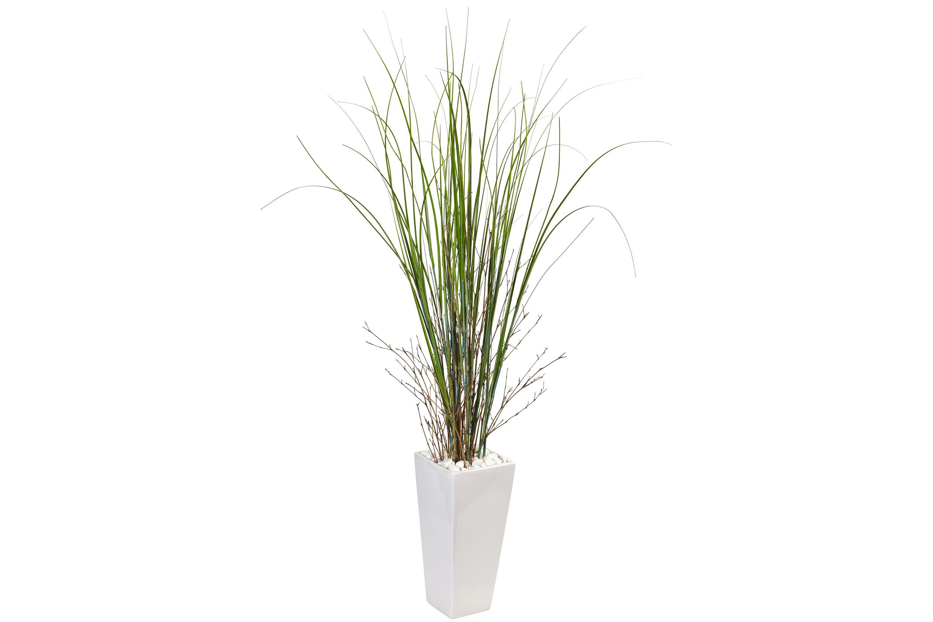 Bamboo Grass Artificial Plant in White Tower Ceramic