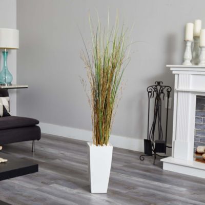 Bamboo Grass Artificial Plant in White Tower Ceramic