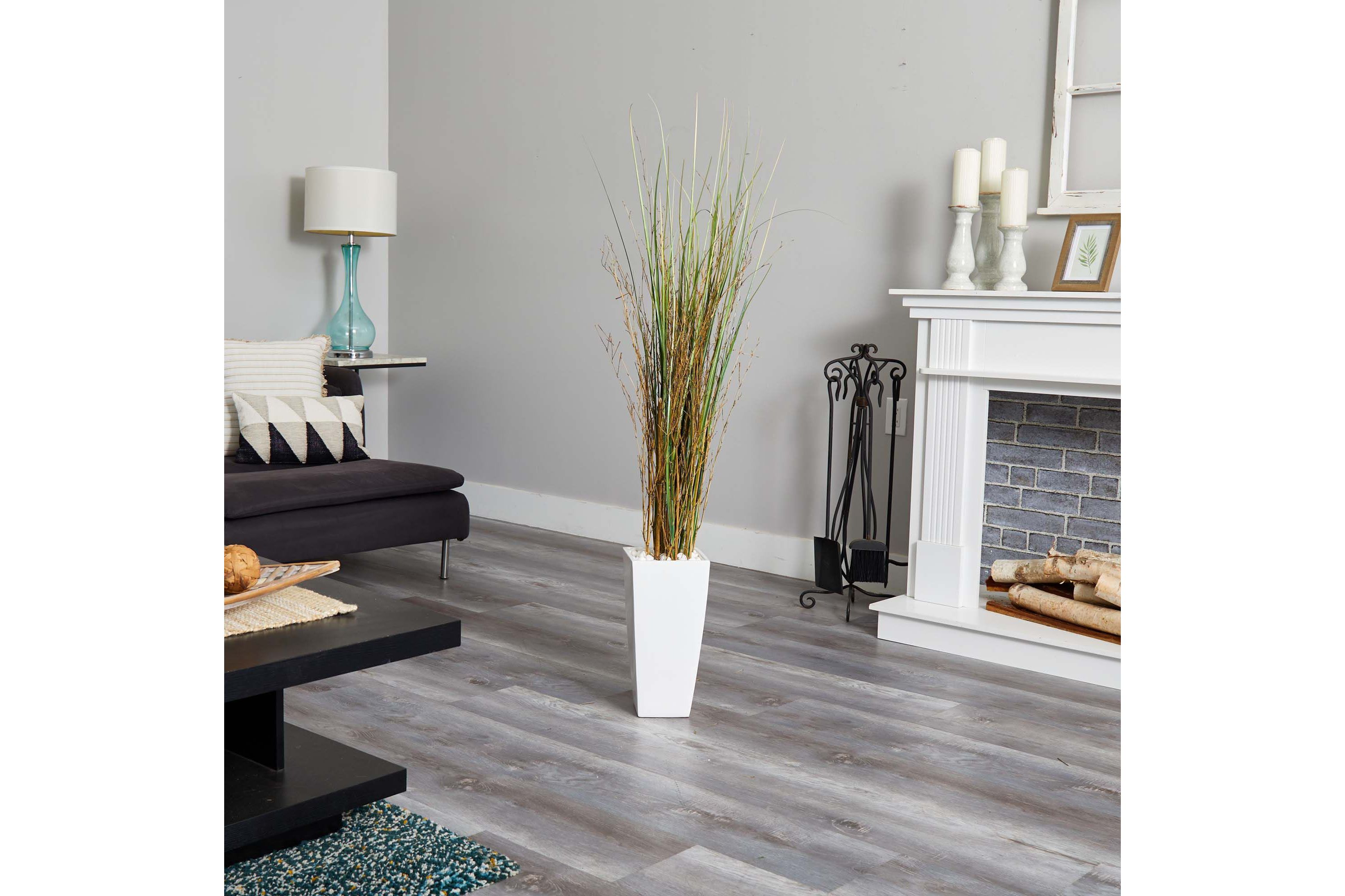 Bamboo Grass Artificial Plant in White Tower Ceramic