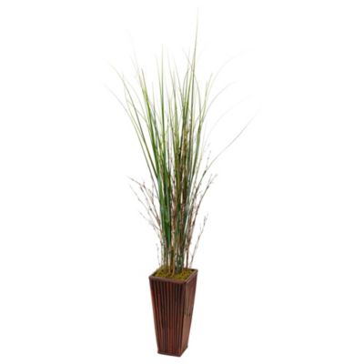 Bamboo Artificial Grass in Bamboo Planter