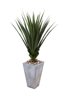 Nearly Natural Spiked Agave in Cement Planter Indoor/Outdoor, Green