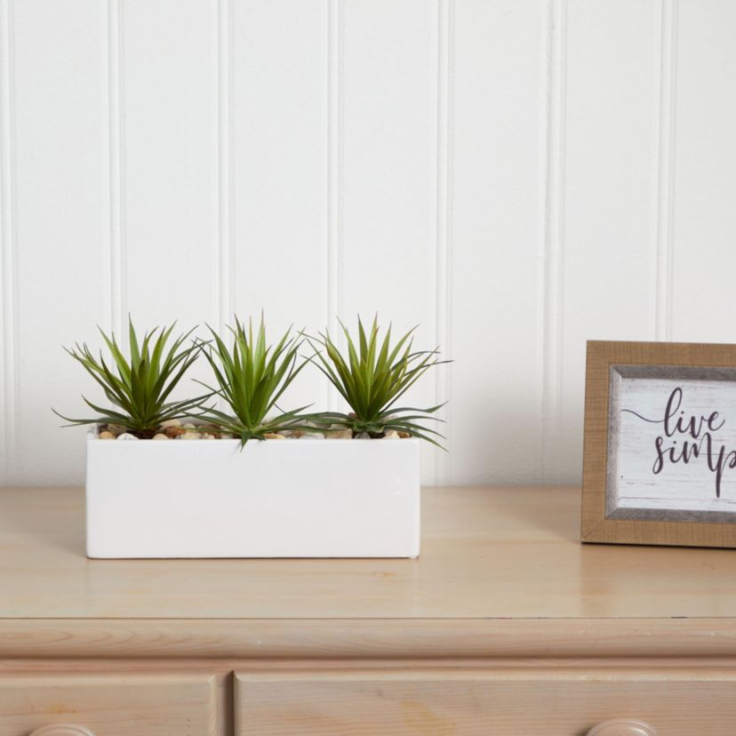 Mini Agave Artificial Plant in Rectangular Ceramic