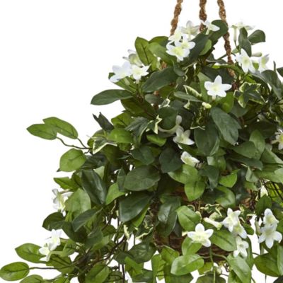 Stephanotis Flowering Artificial Plant in Hanging Basket