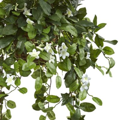 Stephanotis Flowering Artificial Plant in Hanging Basket