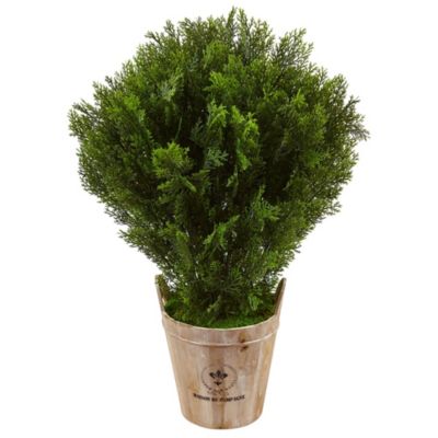 3-Foot Cedar Artificial Plant in Barrel Planter (Indoor/Outdoor)