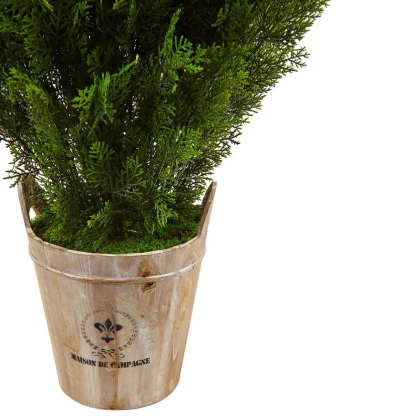 3-Foot Cedar Artificial Plant in Barrel Planter (Indoor/Outdoor)