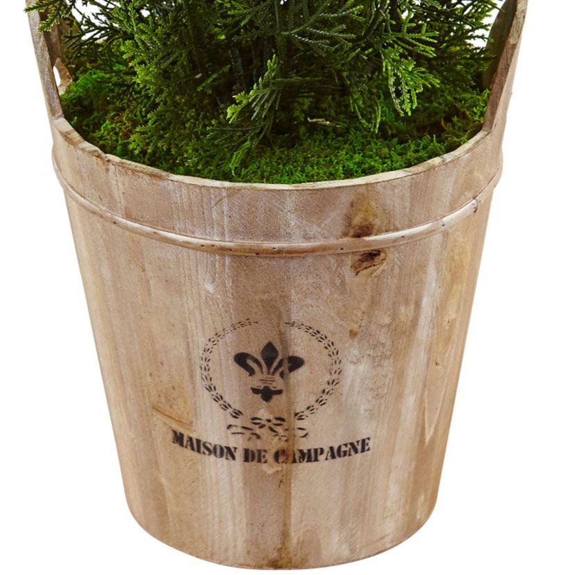 3-Foot Cedar Artificial Plant in Barrel Planter (Indoor/Outdoor)