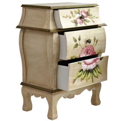 Antique Nightstand with Floral Art