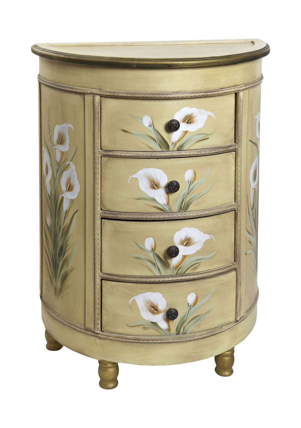 Antique Accessory Table with Calla Lily Floral Art