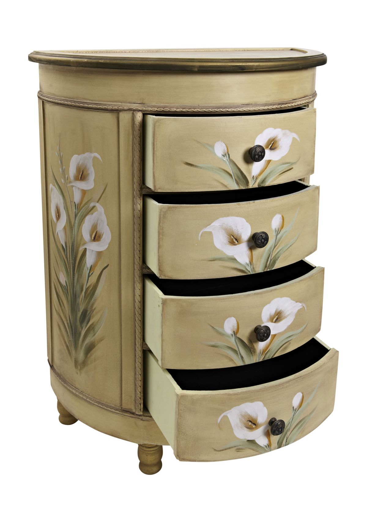 Antique Accessory Table with Calla Lily Floral Art