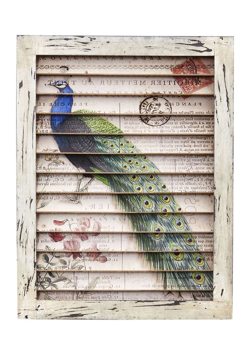 Peacock Window Shutter Wall Décor