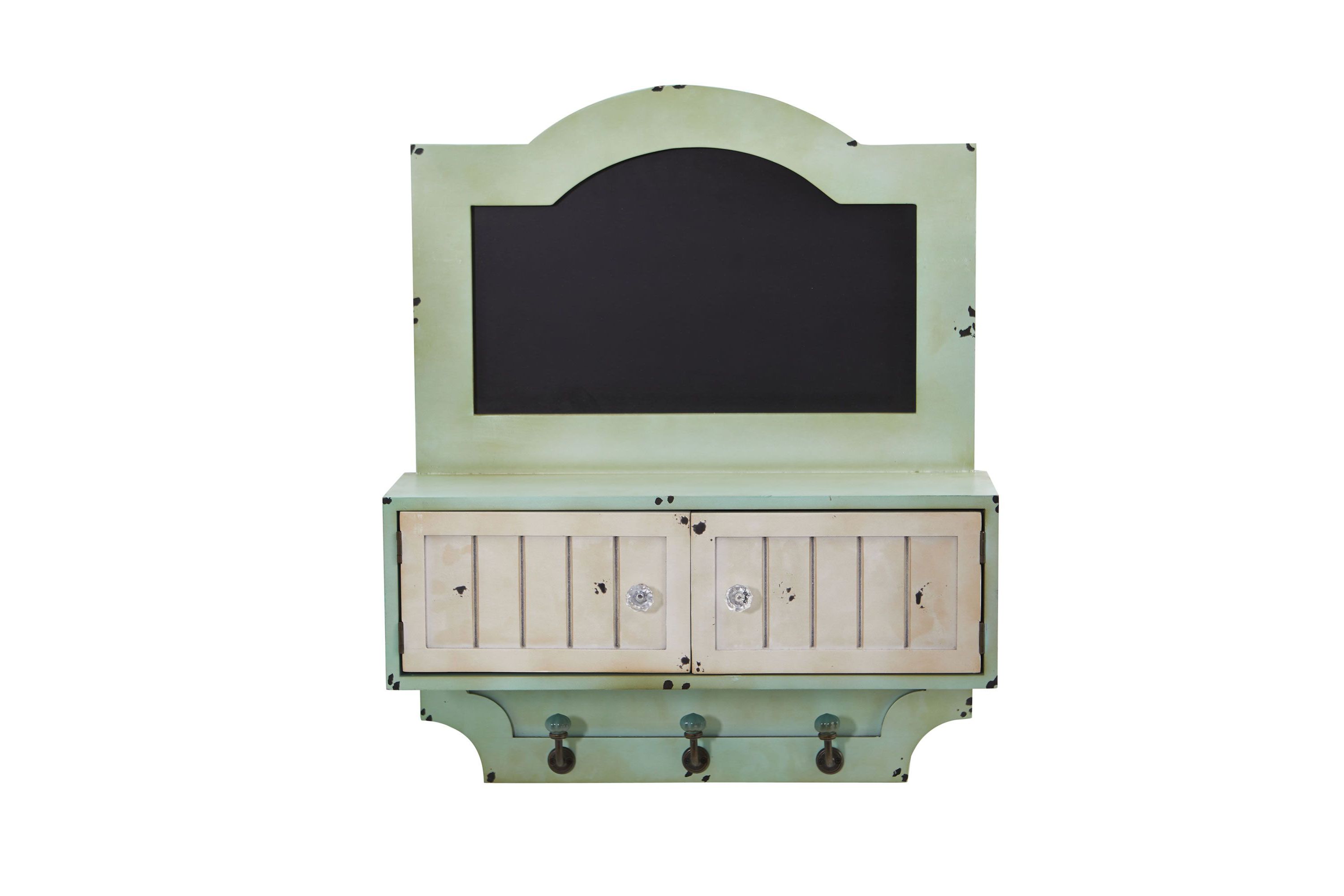 21.5-Inch Vintage Chalkboard Wall Organizer with Doors and Hooks