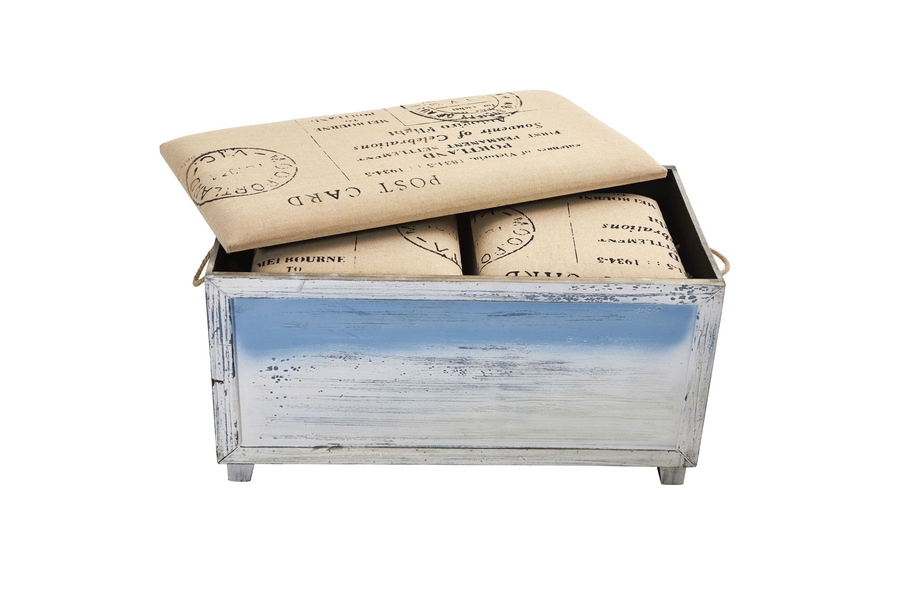 Ocean Breeze Storage Boxes, Bench and Seating Set (Set of 3)