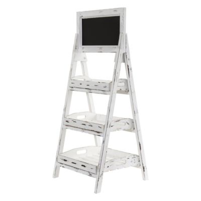 Nearly Natural 3-Foot White Washed Farmhouse Stand with Chalkboard