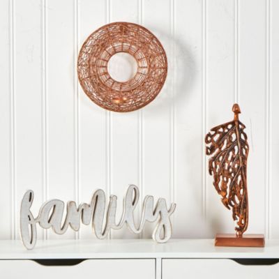 11-Inch Wired Copper Circle Wall Sconce Candle Holder