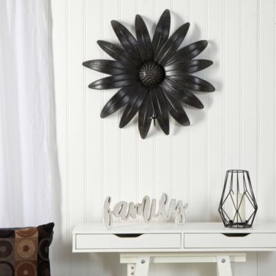 30-Inch x 30-Inch Brushed Metal Daisy Flower Sconce Candle Holder Wall Art Decor