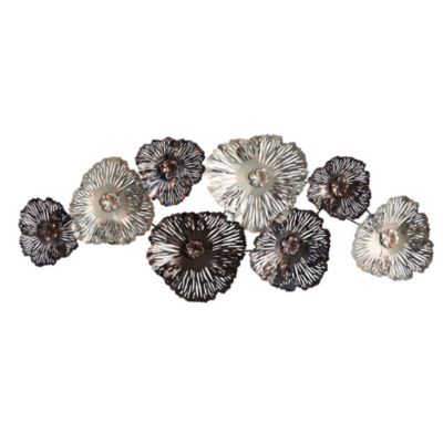 Nearly Natural 5-Foot x 2-Foot Floating Metal Floral Design Metal Wall Art Decor