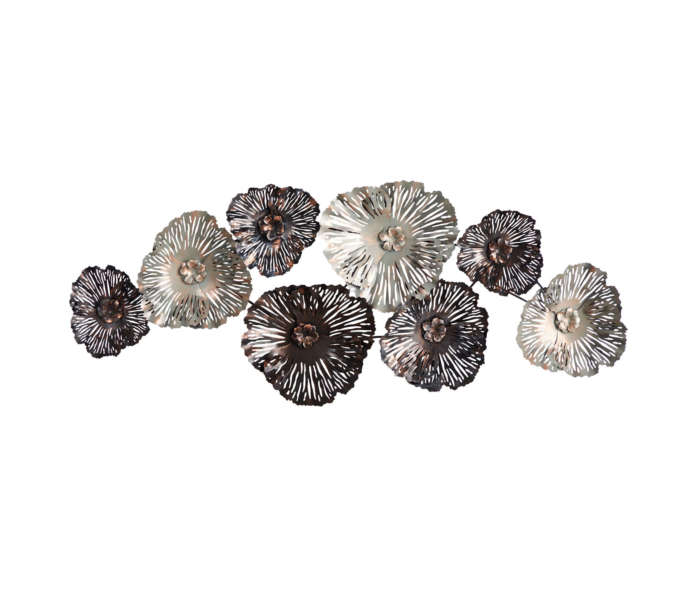 5-Foot x 2-Foot Floating Metal Floral Design Metal Wall Art Decor