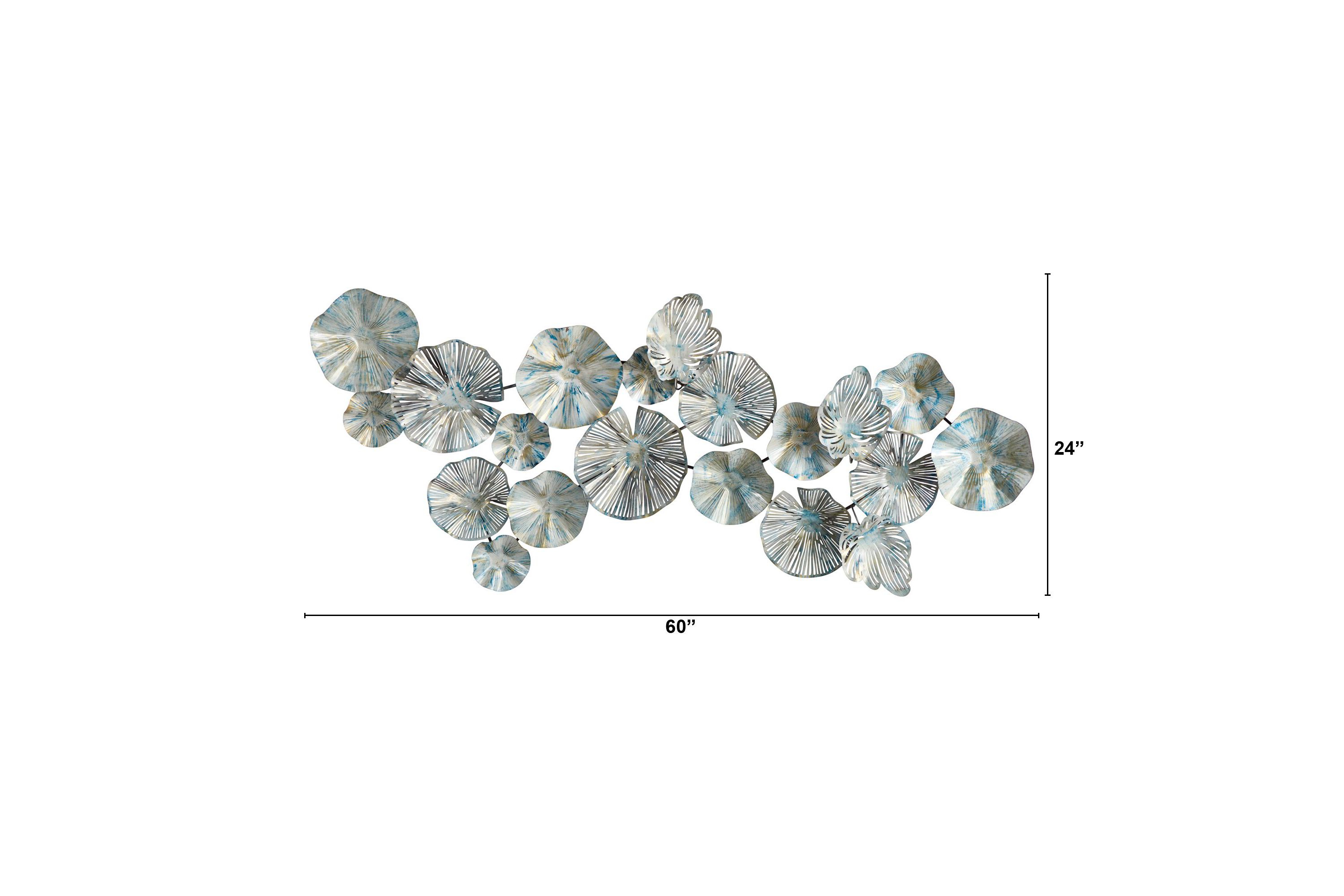 5-Foot x 2-Foot Coastal Floral Metal Montage Wall Art Decor