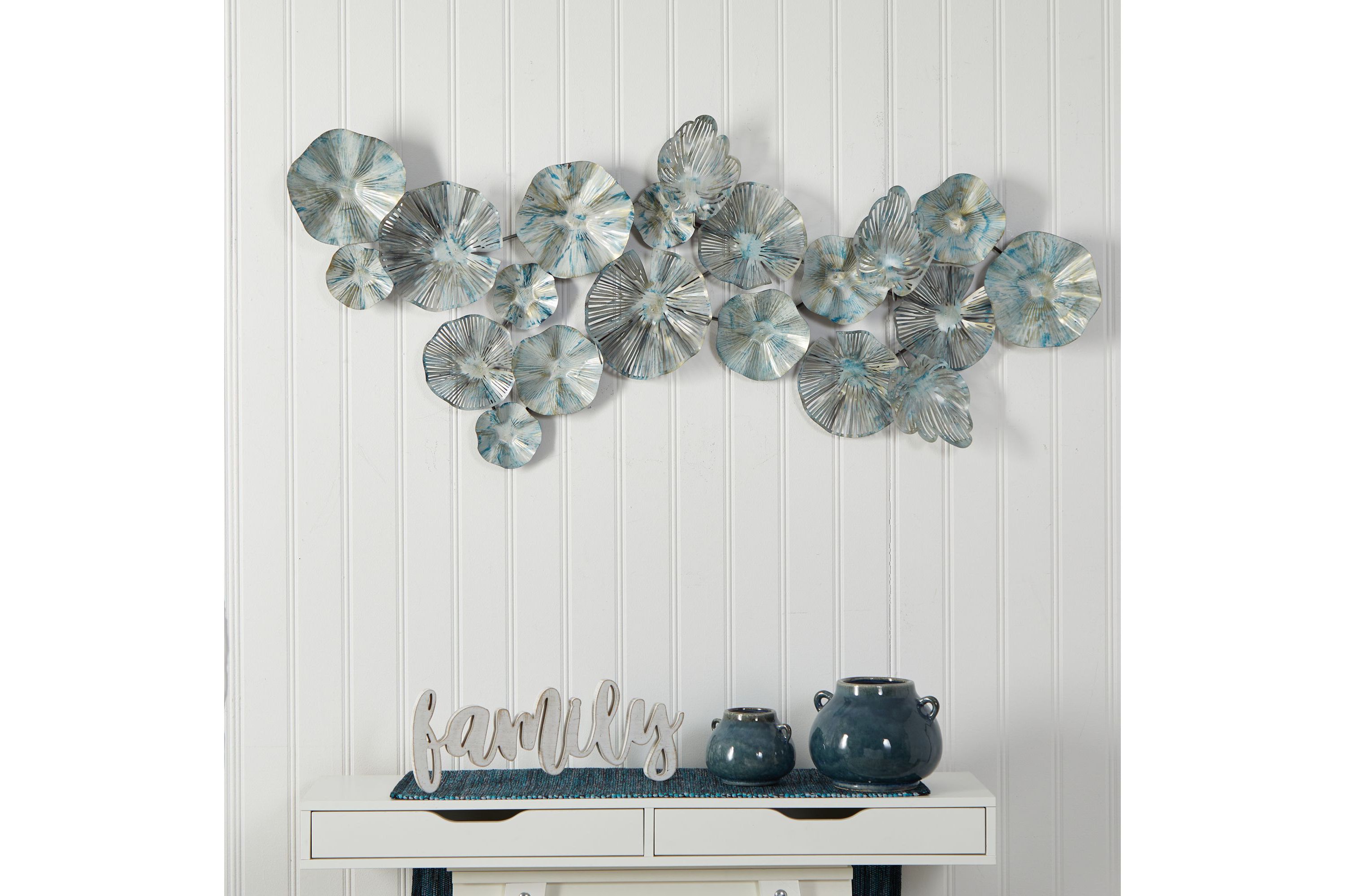 5-Foot x 2-Foot Coastal Floral Metal Montage Wall Art Decor