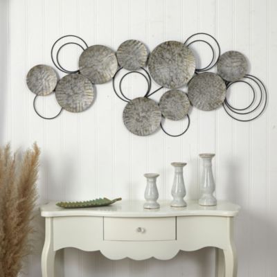 4.5-Foot x 2-Foot Galvanized Embossed Metal Discs Wall Art Decor