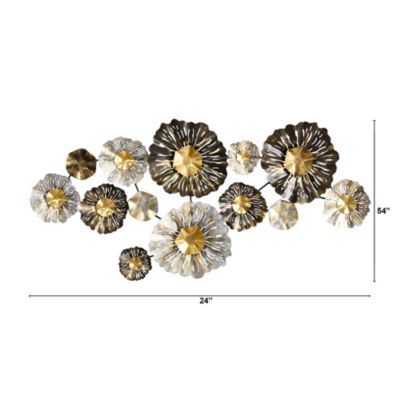 4.5-Foot x 2-Foot Layered Floral Metal Wall Art Decor