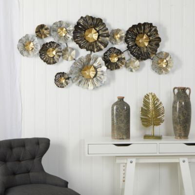 4.5-Foot x 2-Foot Layered Floral Metal Wall Art Decor