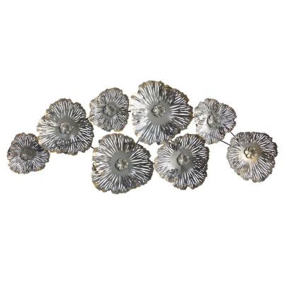 Nearly Natural 5-Foot x 2-Foot Floating Metal Floral Wall Art Decor