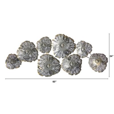 5-Foot x 2-Foot Floating Metal Floral Wall Art Decor