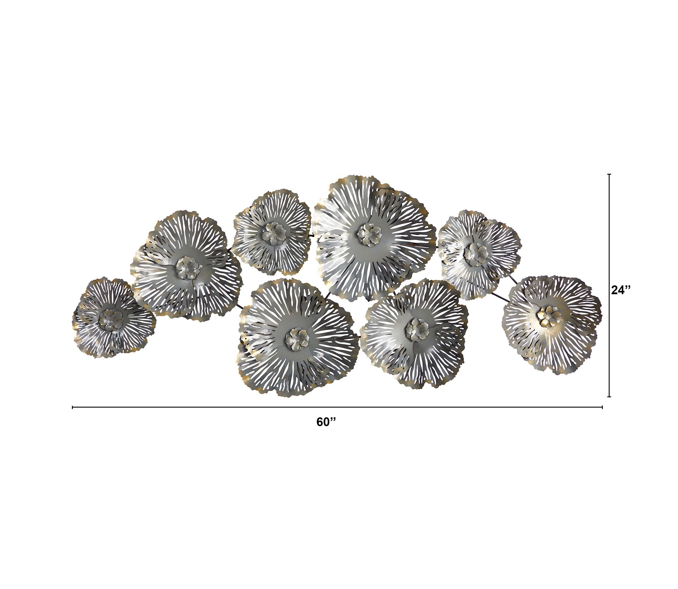 5-Foot x 2-Foot Floating Metal Floral Wall Art Decor