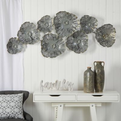 5-Foot x 2-Foot Floating Metal Floral Wall Art Decor