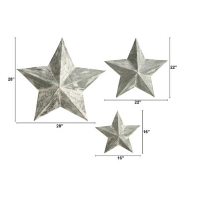 16-Inch, 22-Inch and 28-Inch Farmhouse Stars Wall Decoration (Set of 3)