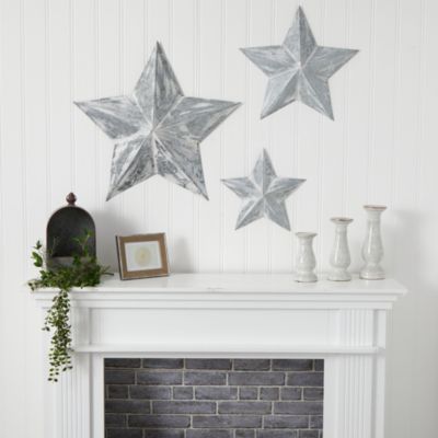 16-Inch, 22-Inch and 28-Inch Farmhouse Stars Wall Decoration (Set of 3)