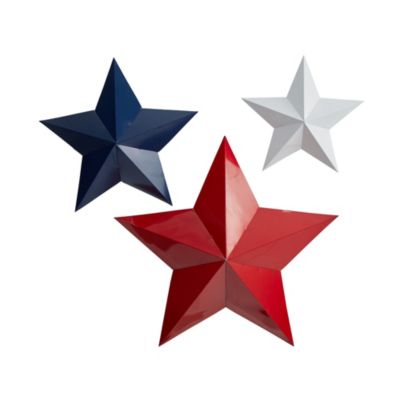 12-Inch, 18-Inch and 24-Inch Americana Farmhouse Metal Stars Wall Decor Set (Set of 3)