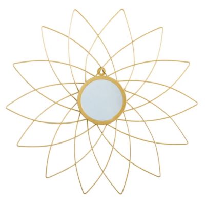 26-Inch Gold Metal Flower Accent Wall Mirror