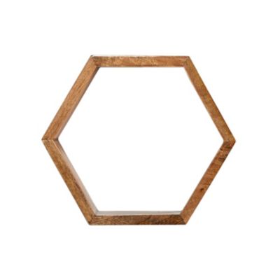Nearly Natural 12-Inch Wooden Hexagon Floating Honeycomb Shelf (Set of 5)