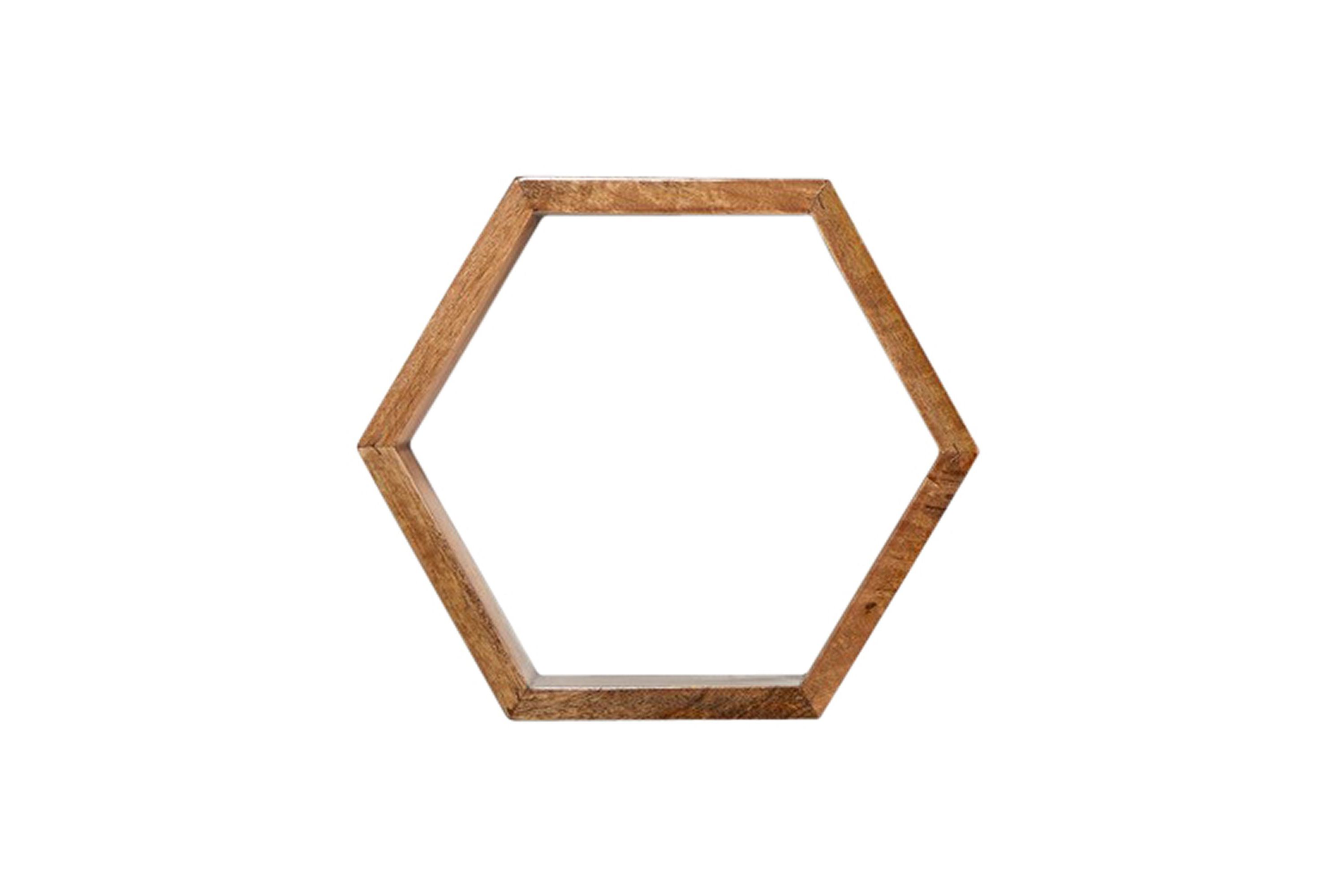 12-Inch Wooden Hexagon Floating Honeycomb Shelf (Set of 5)