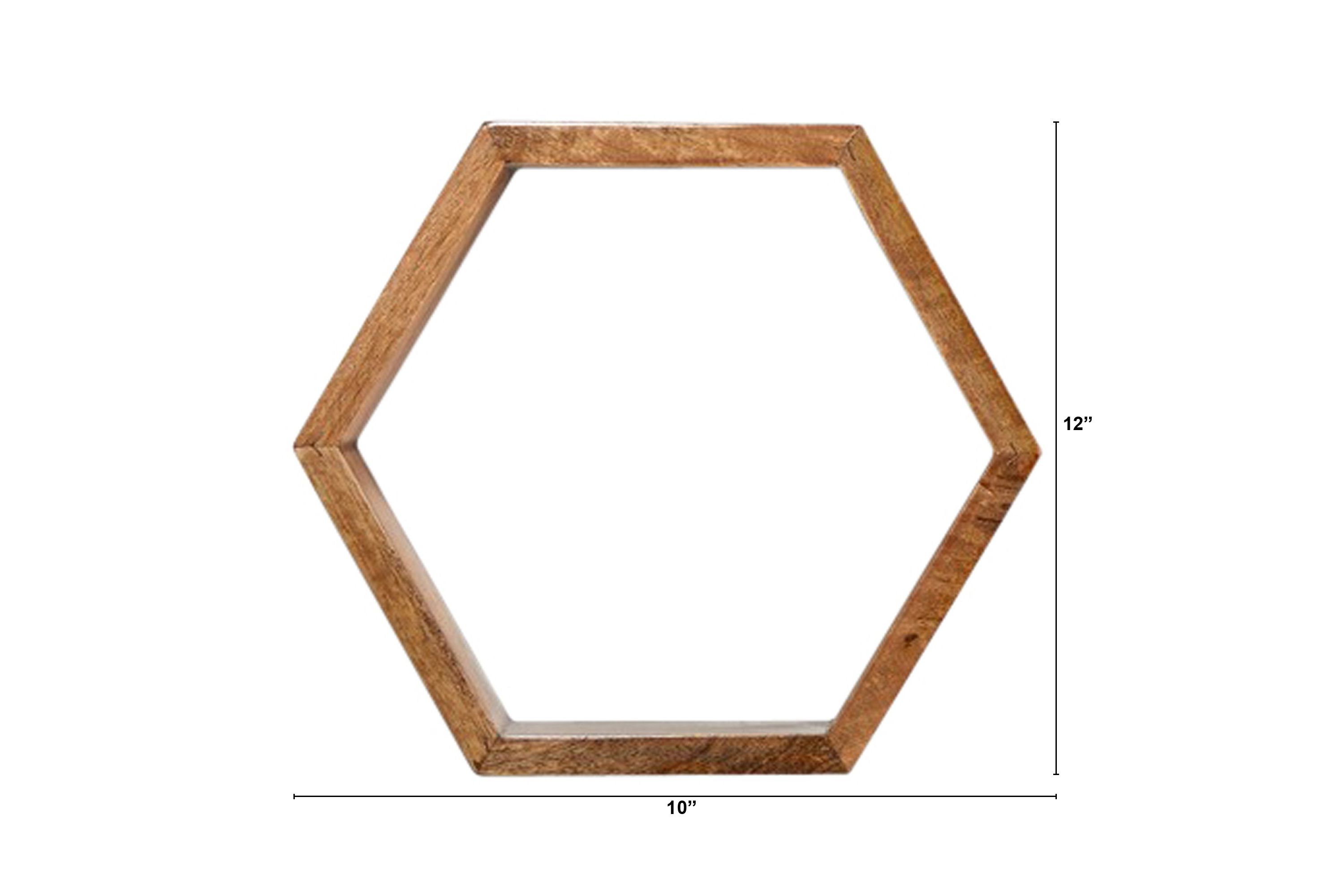 12-Inch Wooden Hexagon Floating Honeycomb Shelf (Set of 5)
