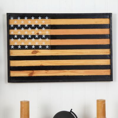 36-Inch American Wood Flag Wall Decor