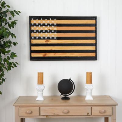 36-Inch American Wood Flag Wall Decor