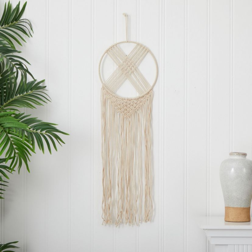 30-Inch Boho Chic Woven Dreamcatcher Macrame Wall Art Décor