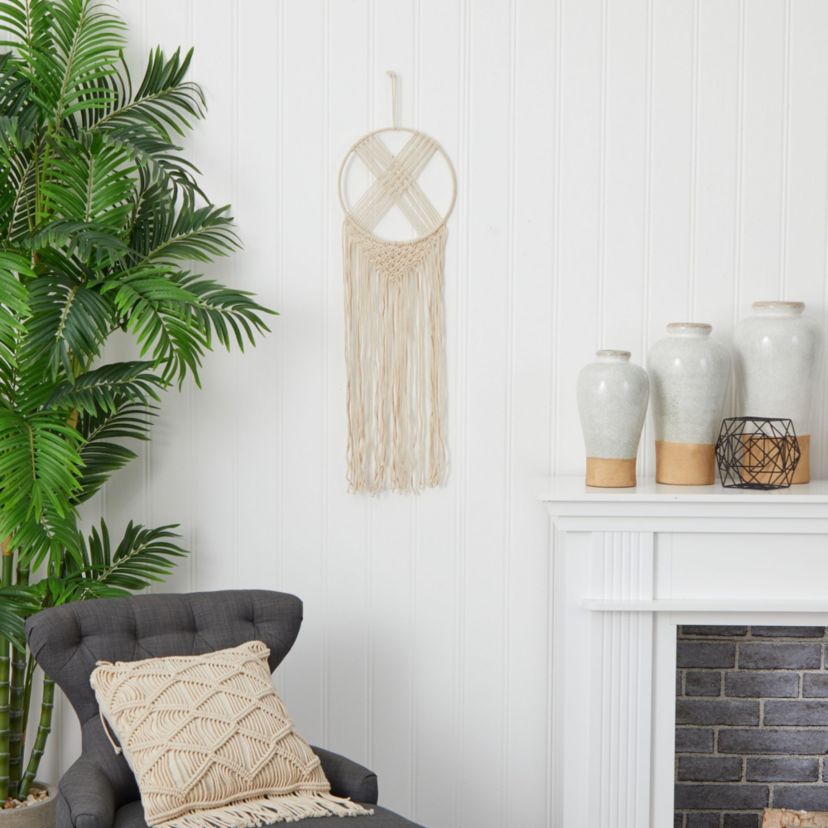 30-Inch Boho Chic Woven Dreamcatcher Macrame Wall Art Décor