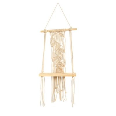 24-Inch Boho Chic Wood Macrame Shelf