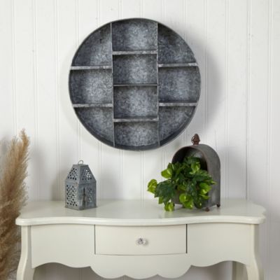 23-Inch Galvanized Round Metal Wall Mounted Shelf System