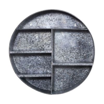 Nearly Natural 18-Inch Galvanized Circular Metal Wall Mounted Shelf with Four Tier Shelves